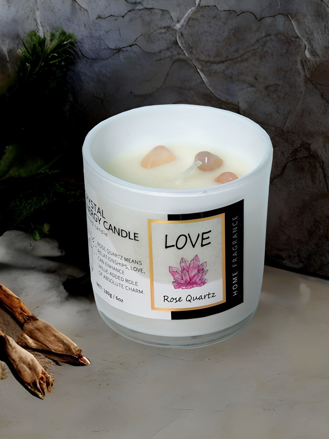 Aura Smokeless 1 Wick Rose Quartz Conversational Geometric Regular Tea Light Candles