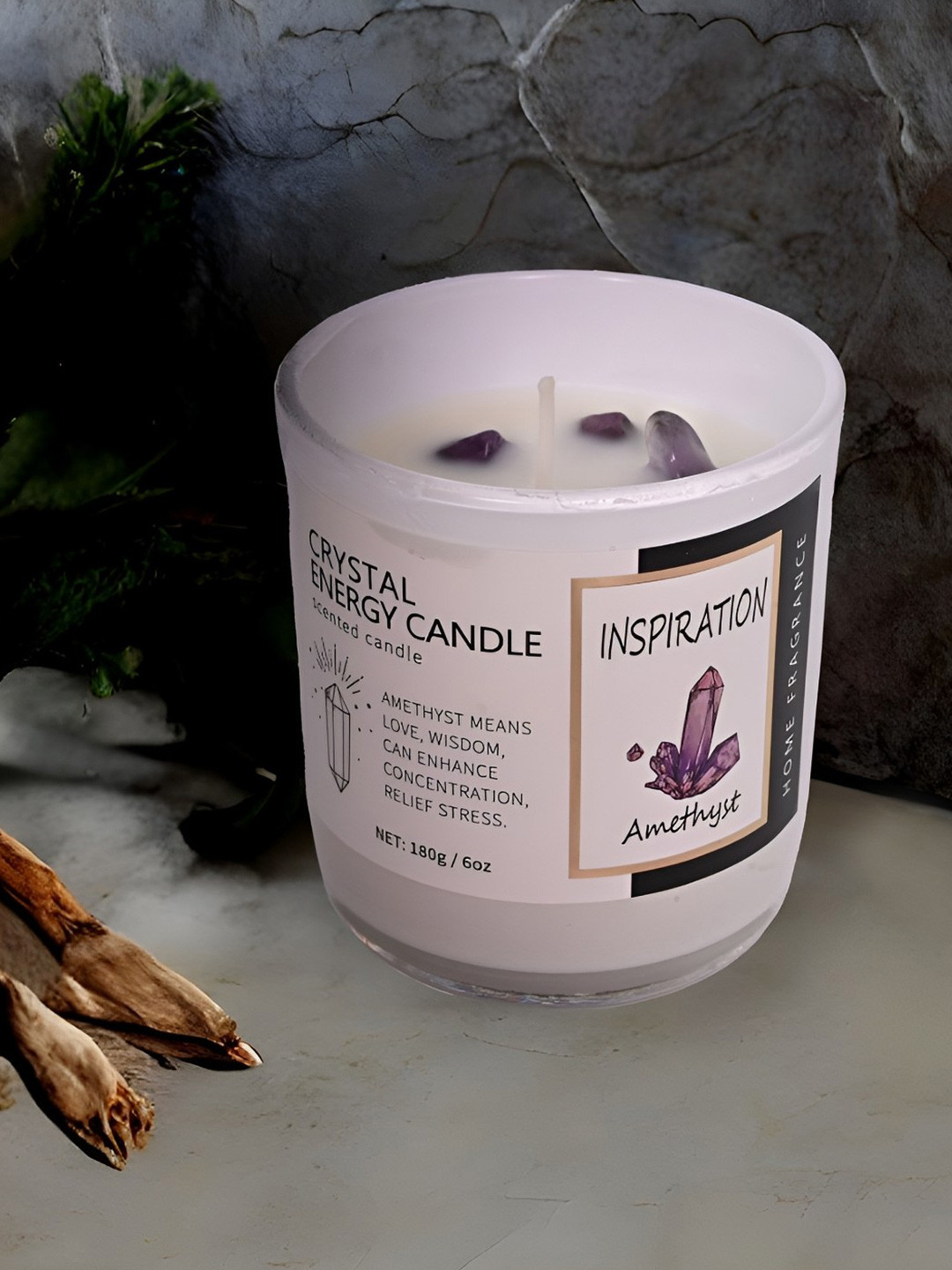 Aura Scented 1 Wick Amethyst Conversational Geometric Regular Jar Candles