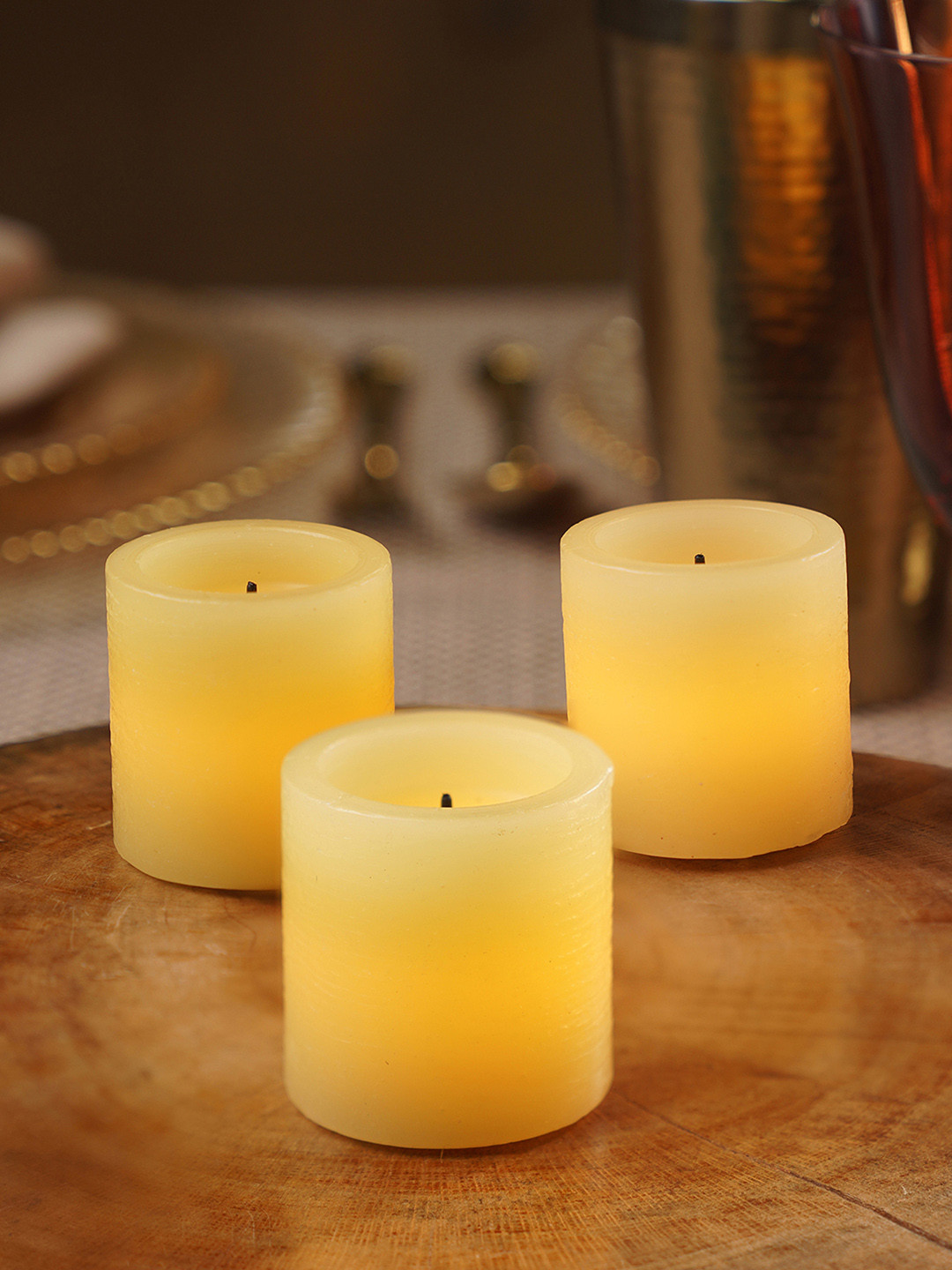 Pure Home and Living White Votive Flameless 1 Wick Solid Tapered Regular Pillar Candles