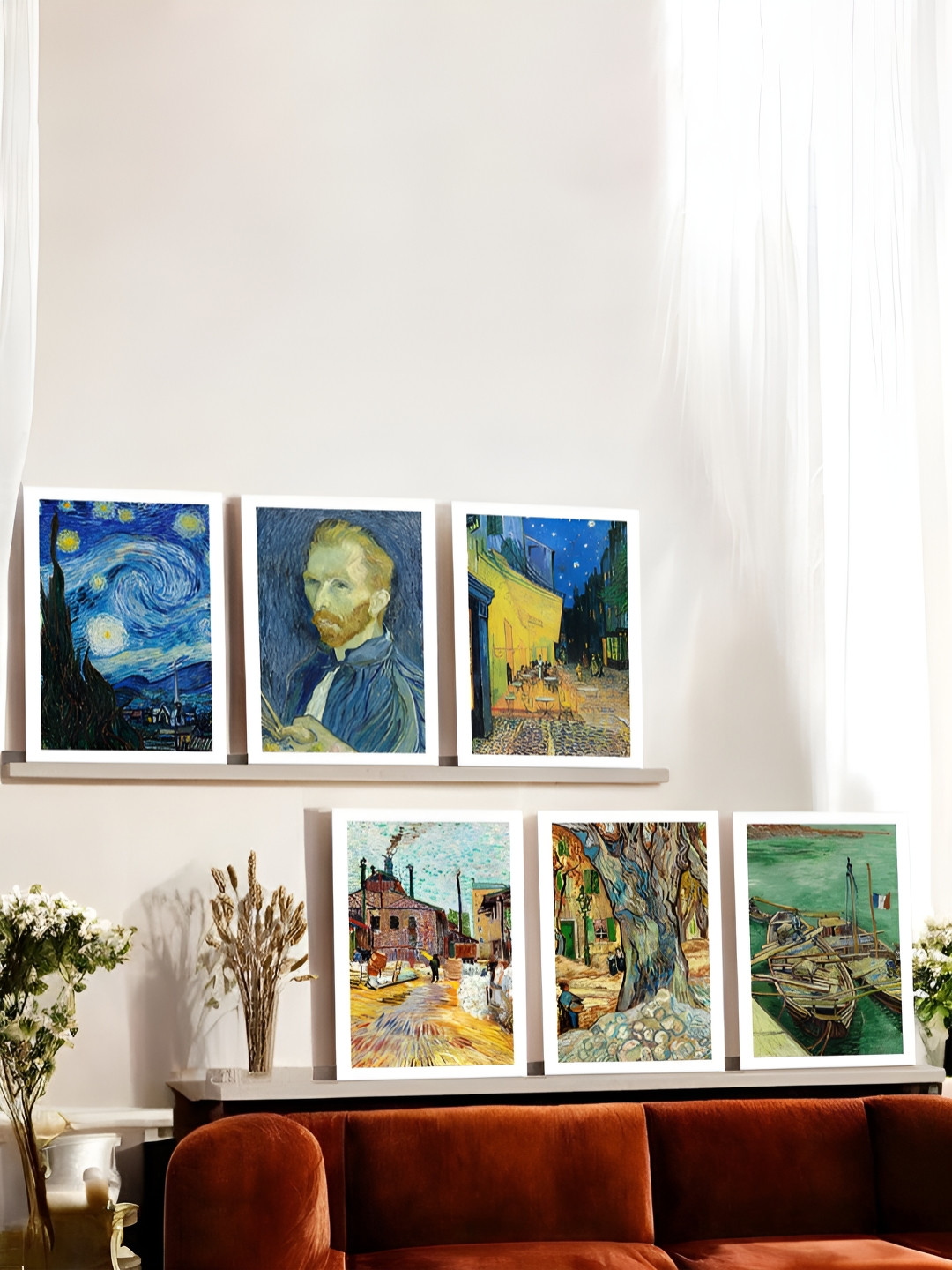 Art Street Navy Blue & Yellow 6 Pieces Vincent Van Gogh Reproduction Wall Arts