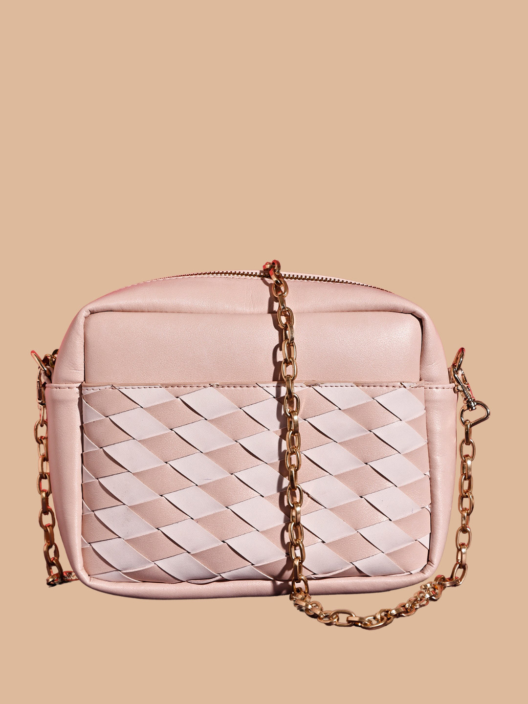 White Lily Checked PU Handheld Bag