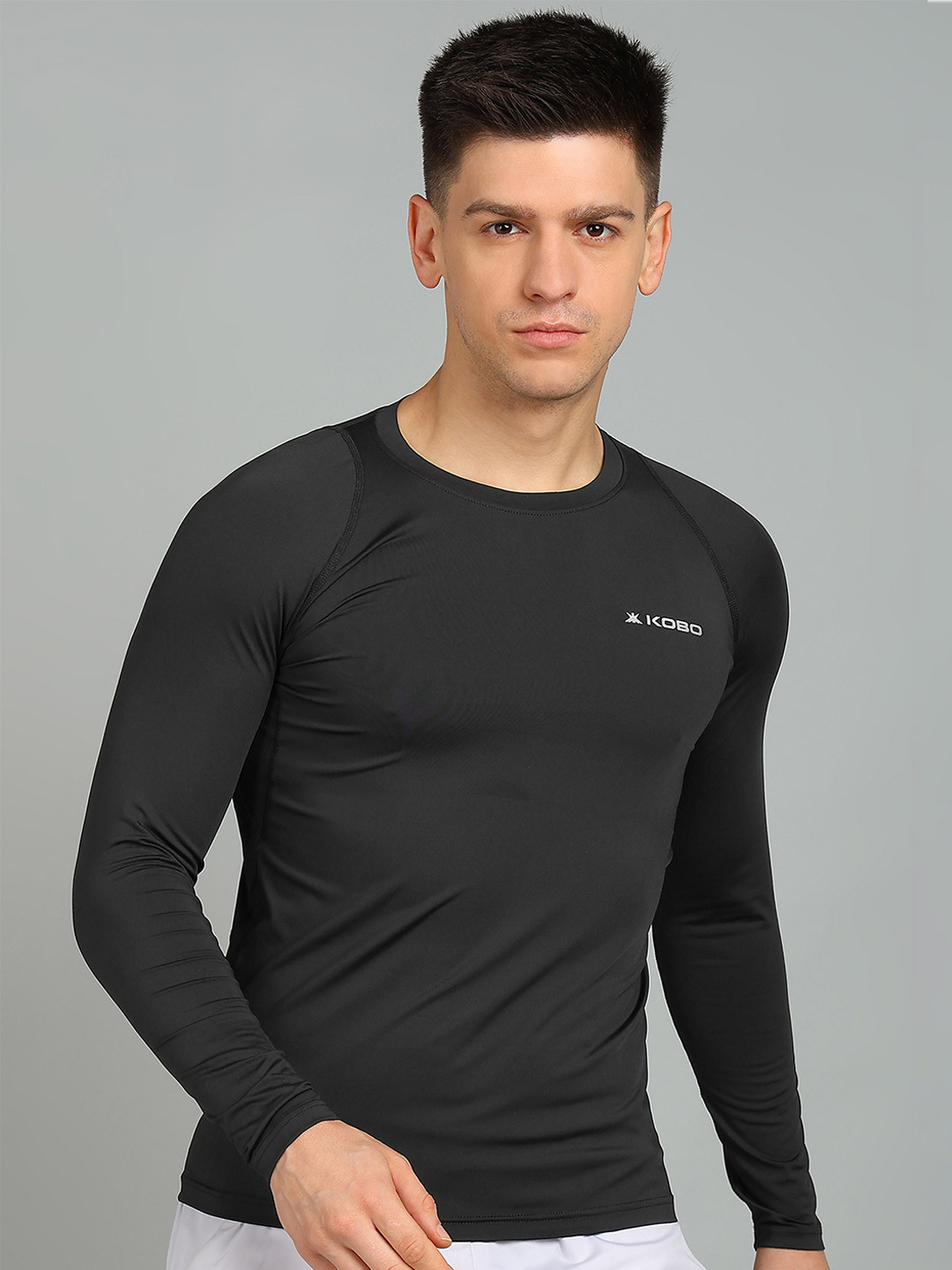 KOBO Men Solid Compression Dry Fit Gym T-shirt