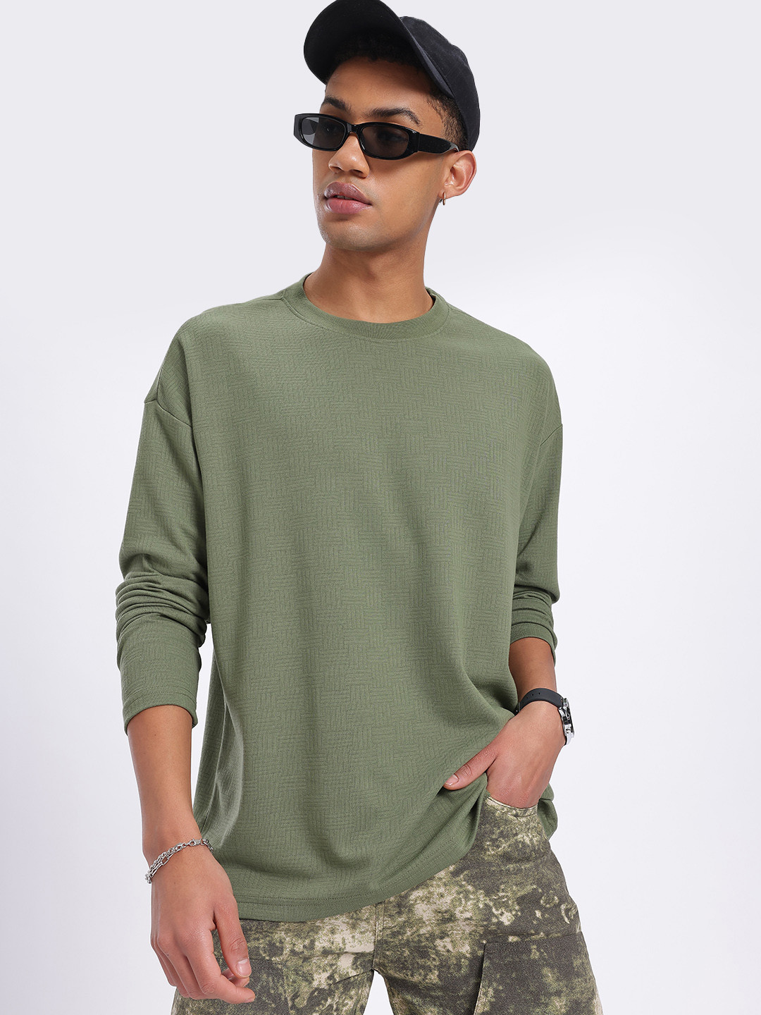 glitchez Knit Long Sleeve Relaxed Fit T-shirt