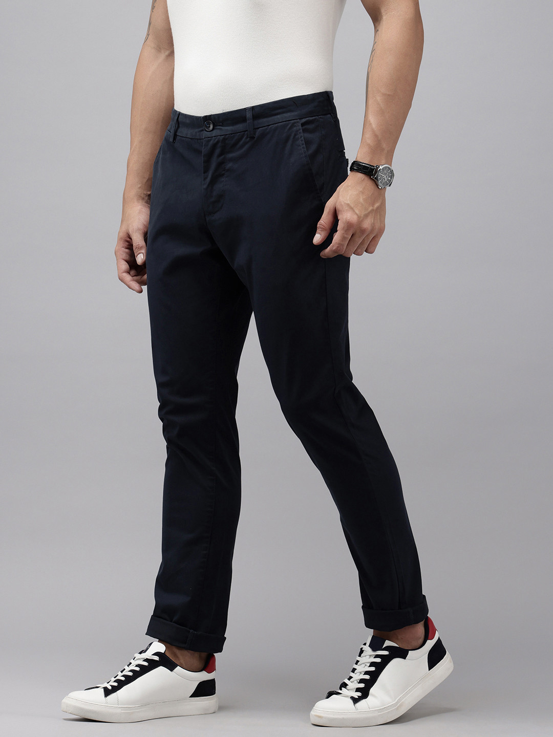 Arrow Men Bronson Slim Fit Low-Rise Trousers