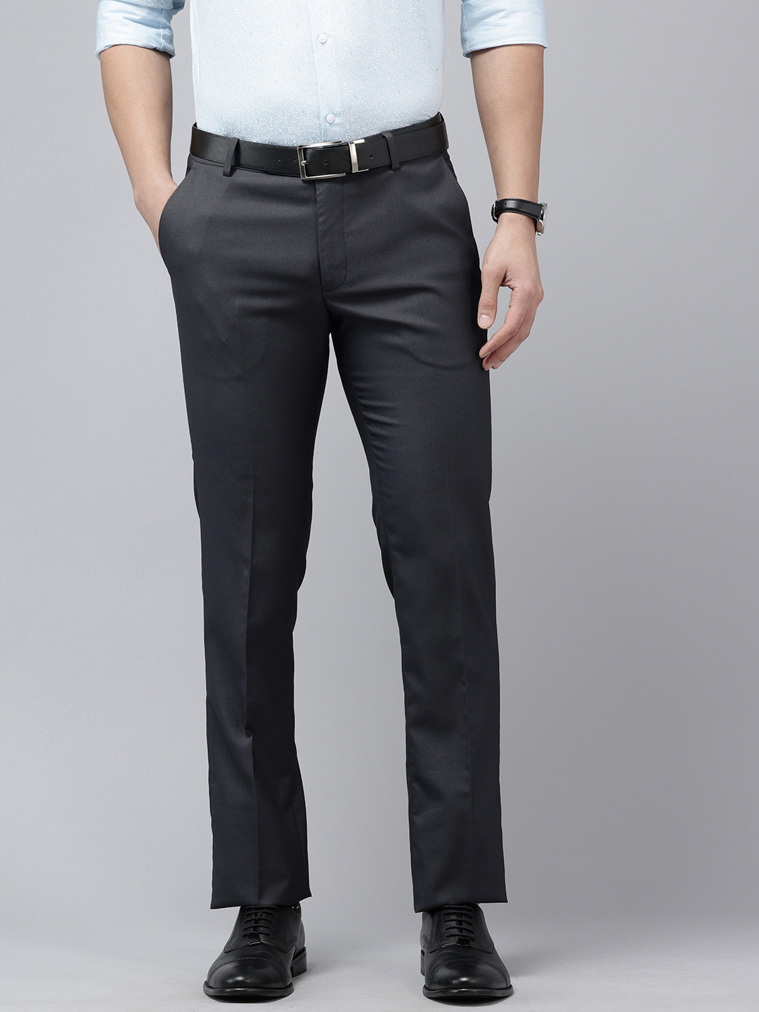 Arrow Men Hudson Regular Fit Textured Formal Trousers