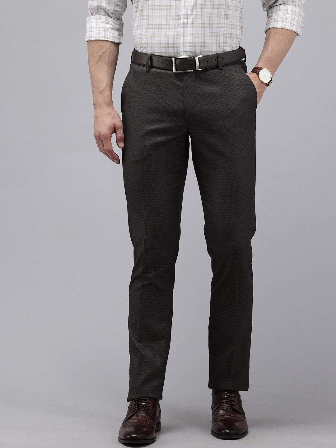 Arrow Men Textured Original Tapered Fit Formal Trousers