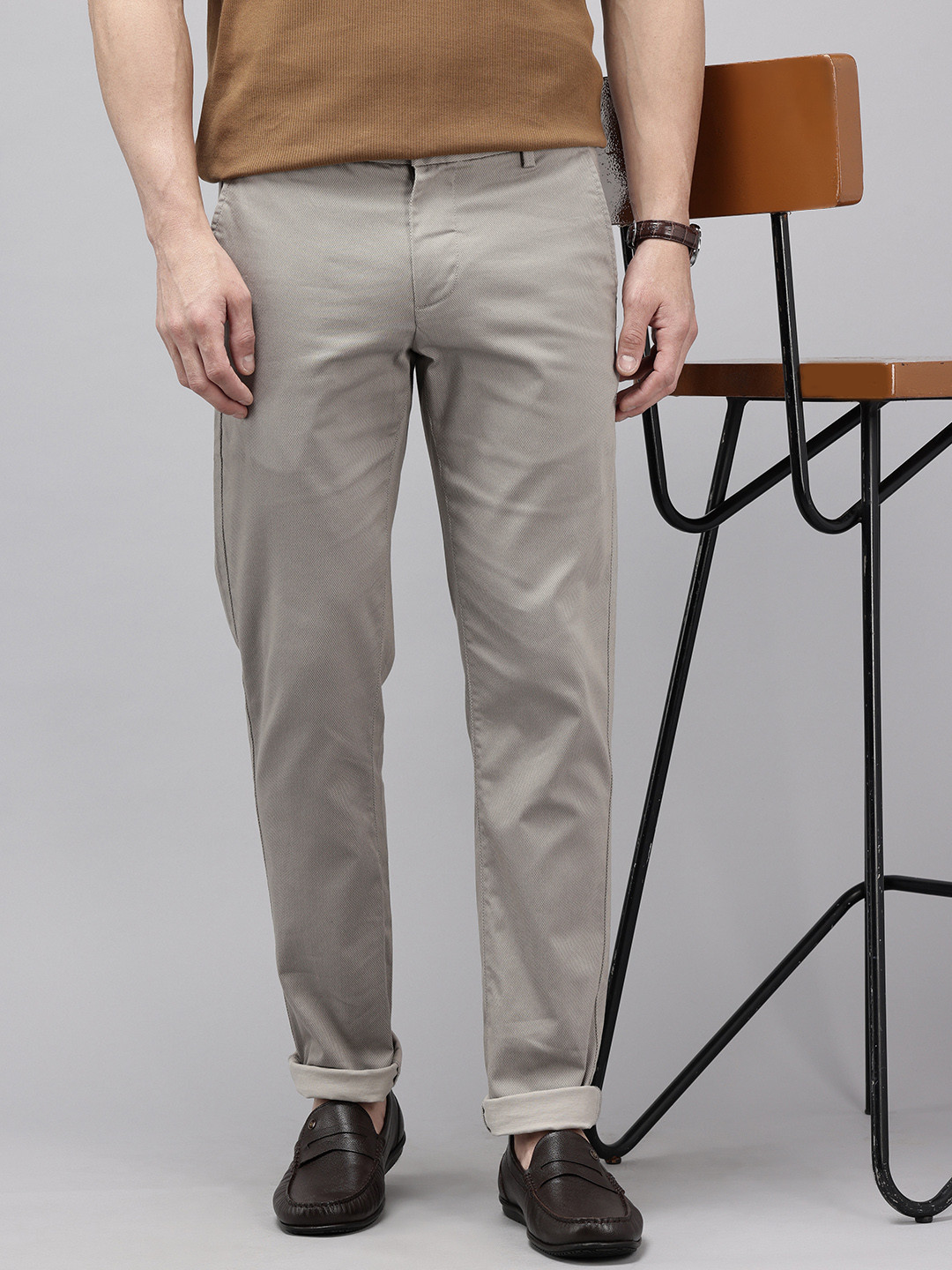 Arrow Sport Men Textured Bronson Slim Fit Trousers