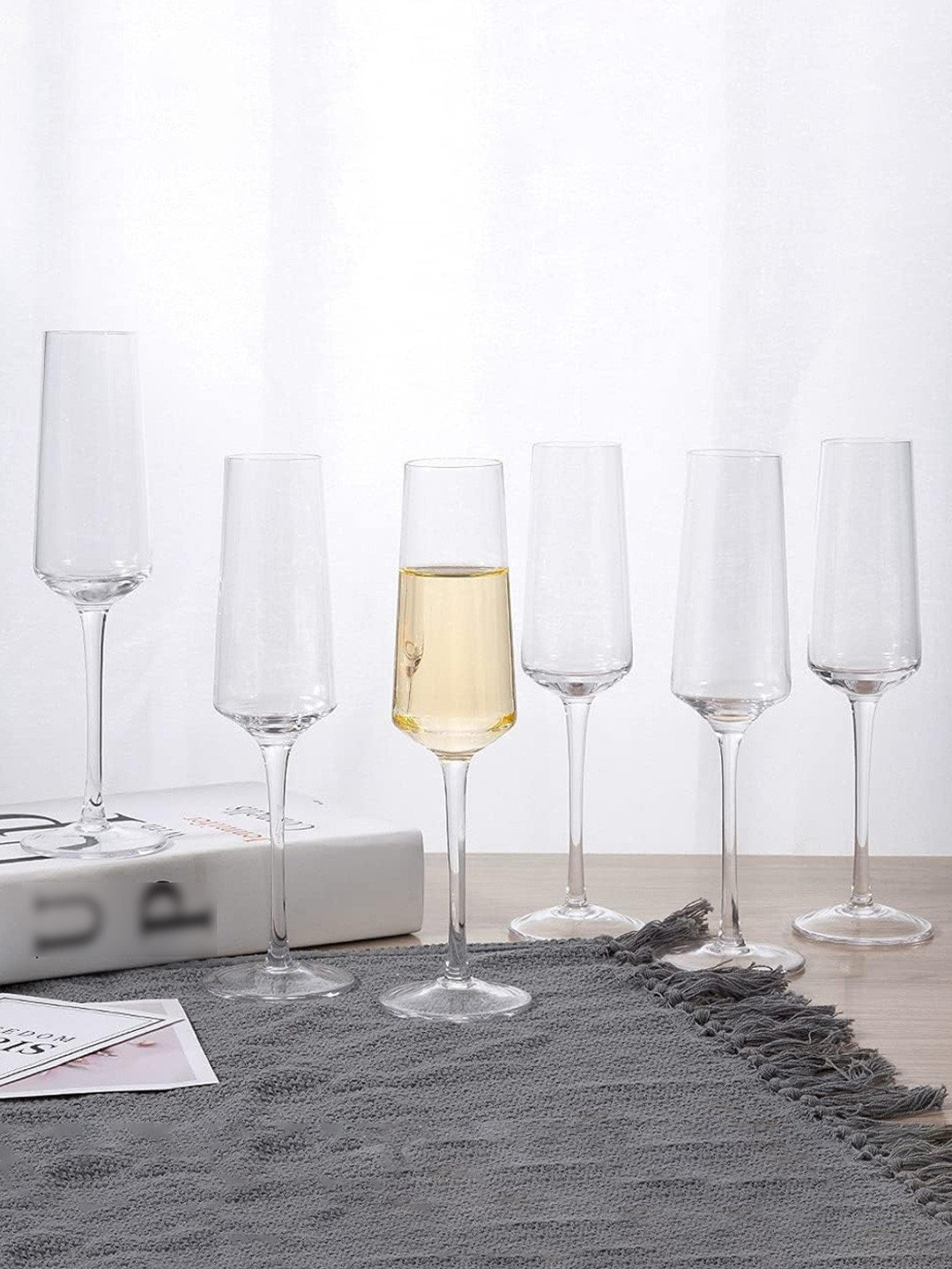 smart serve Transparent 6 Pieces Champagne Flute