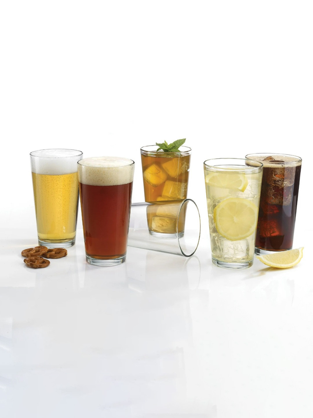 smart serve Transparent 6 Pieces Beer Glass 620ml