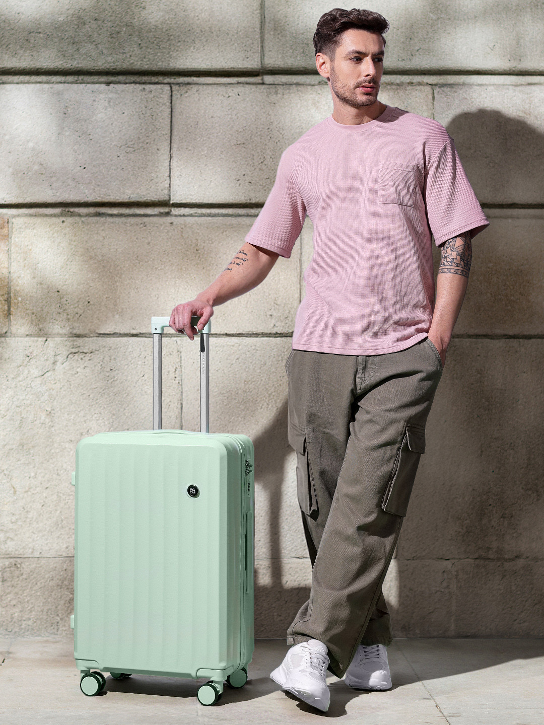 French Connection Textured 360 Degree Rotation Medium-Sized Trolley Bag - 74.93 L