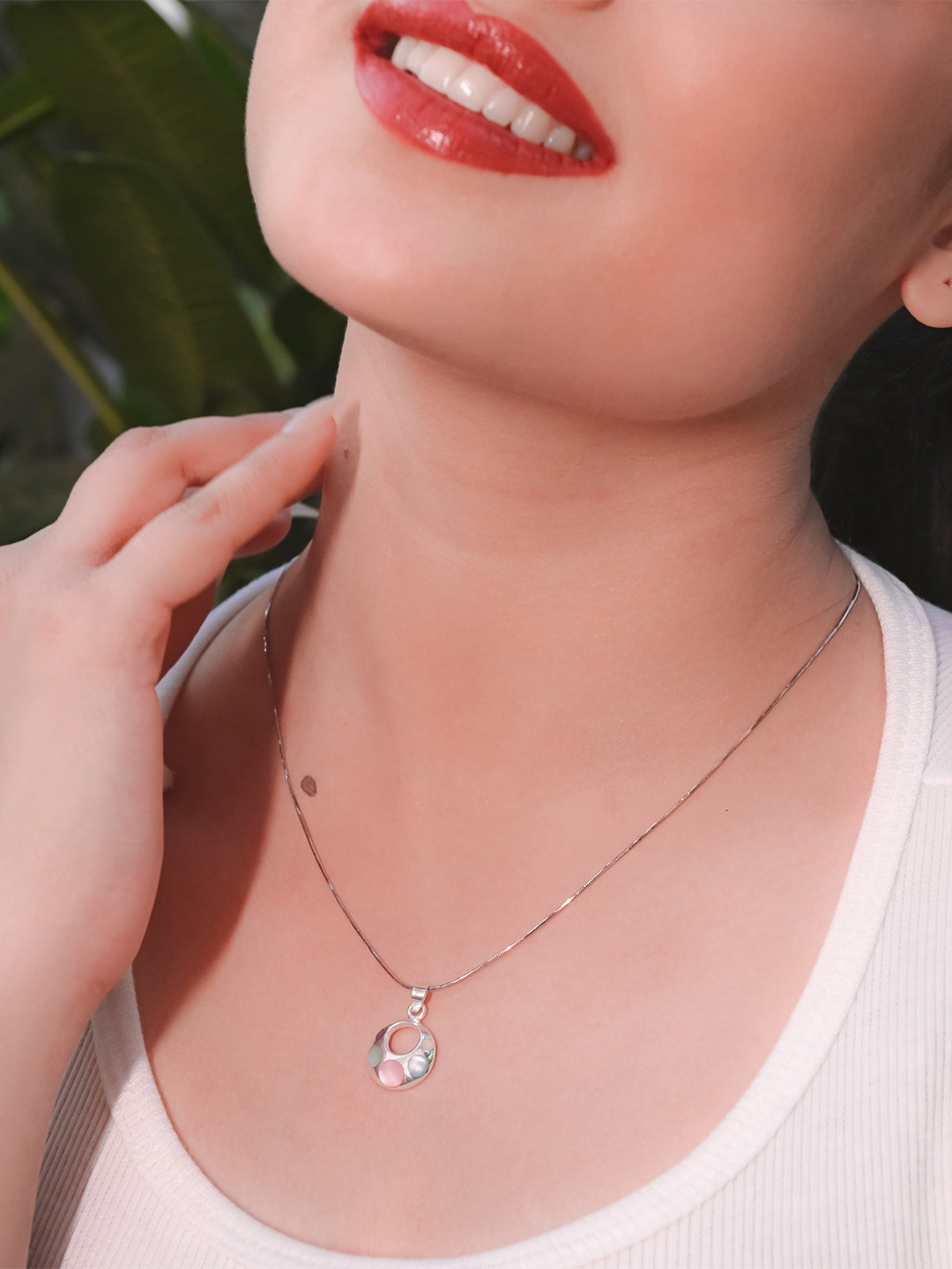 925 SILLER 925 Pure Silver Enamelled Multicolor Charm Pendant