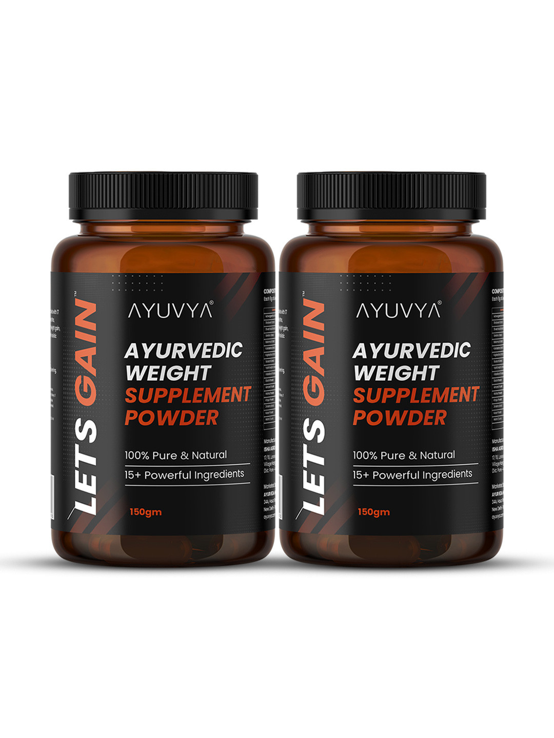 Ayuvya Set of 2 Lets Gain Weight Gain Powder Helps in Muscle Mass & Improve Weight - 150gm