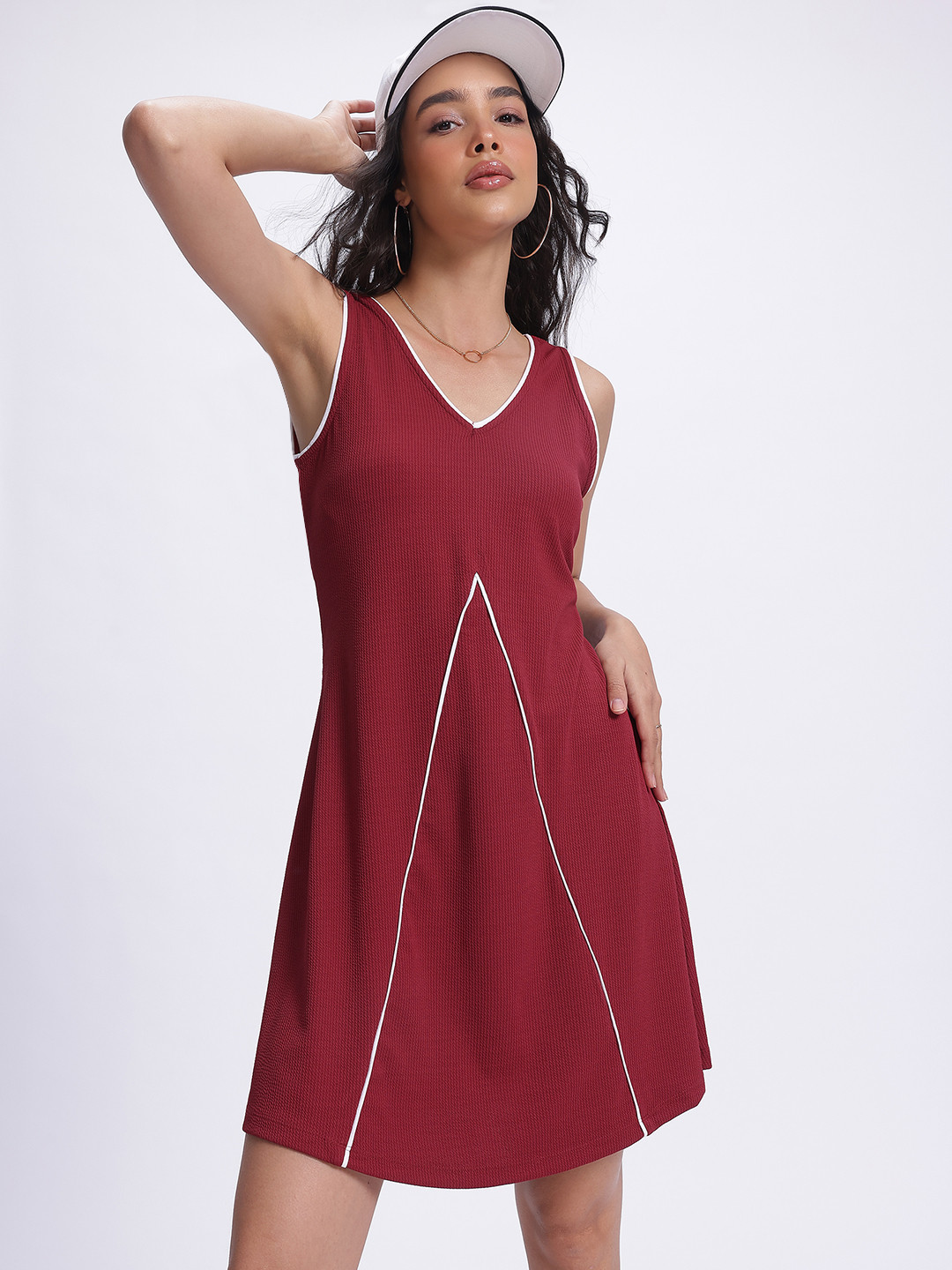 glitchez Ribbed Skater A-Line Dress