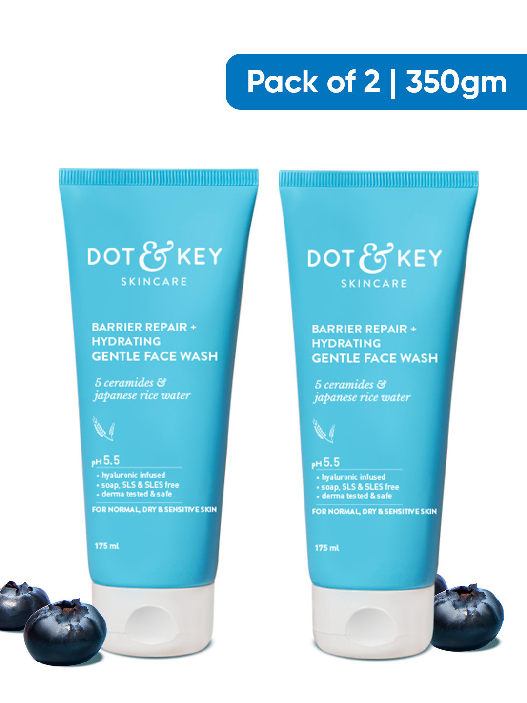 DOT & KEY 2 Pcs Barrier Repair & Hydrating Gel Face Wash With Ceramides - 175ml Each