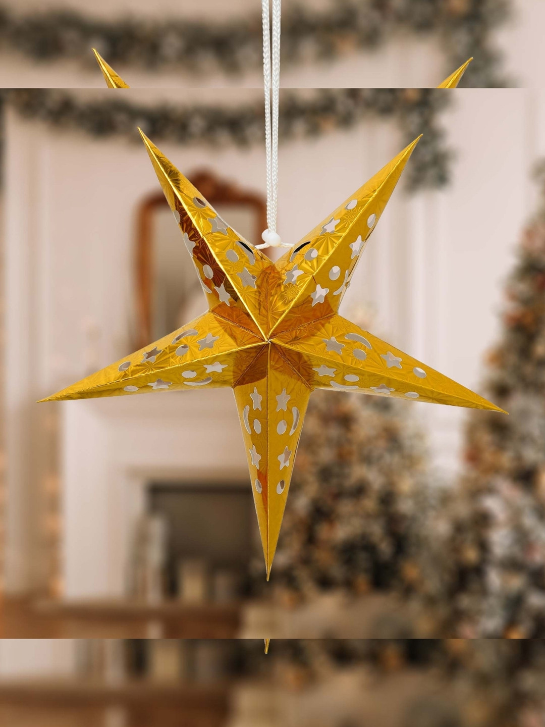 eCraftIndia 2 Pieces Yellow Star Lantern Festive Decors