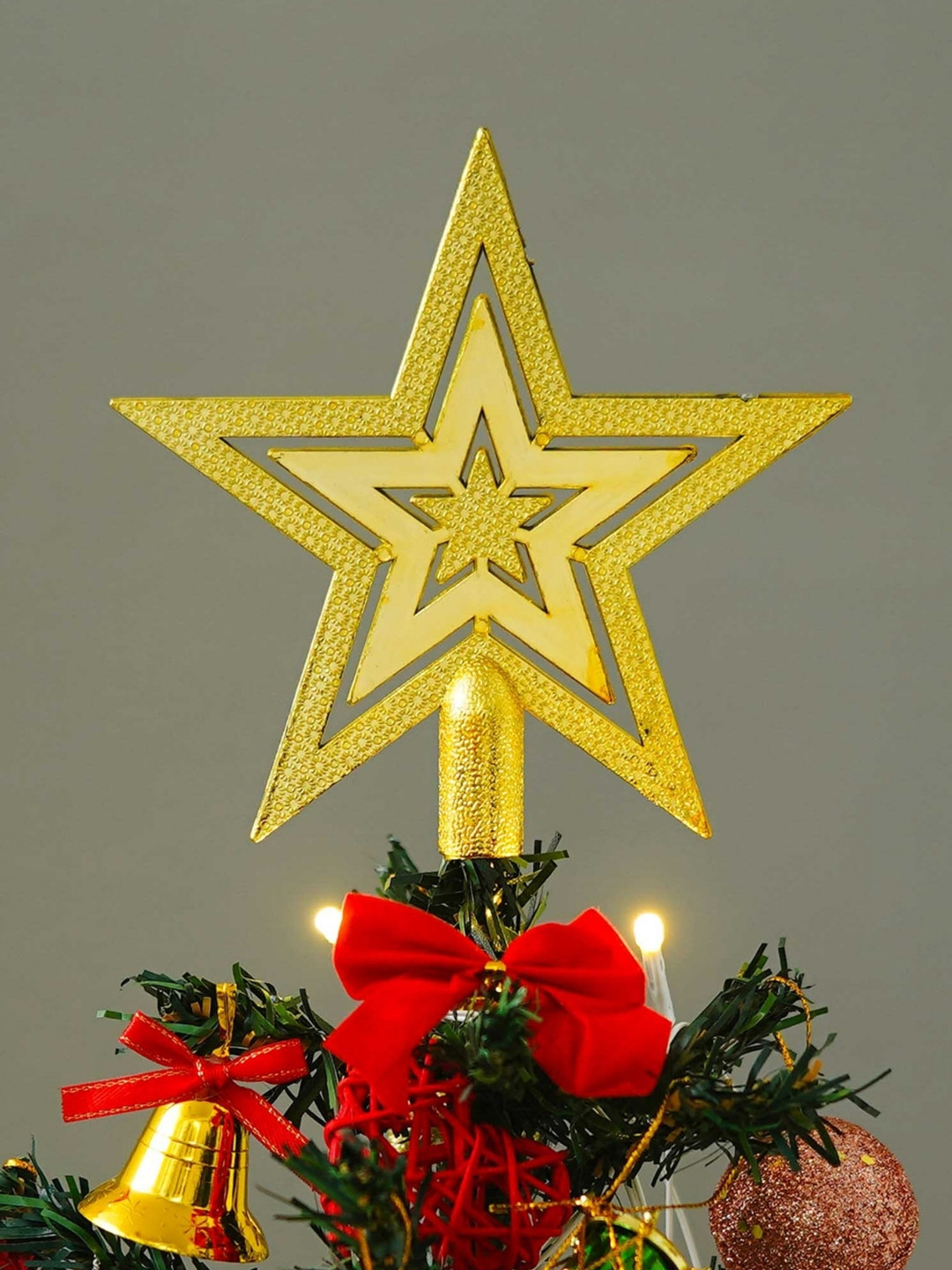 eCraftIndia Gold Toned Textured Star Christmas Decor