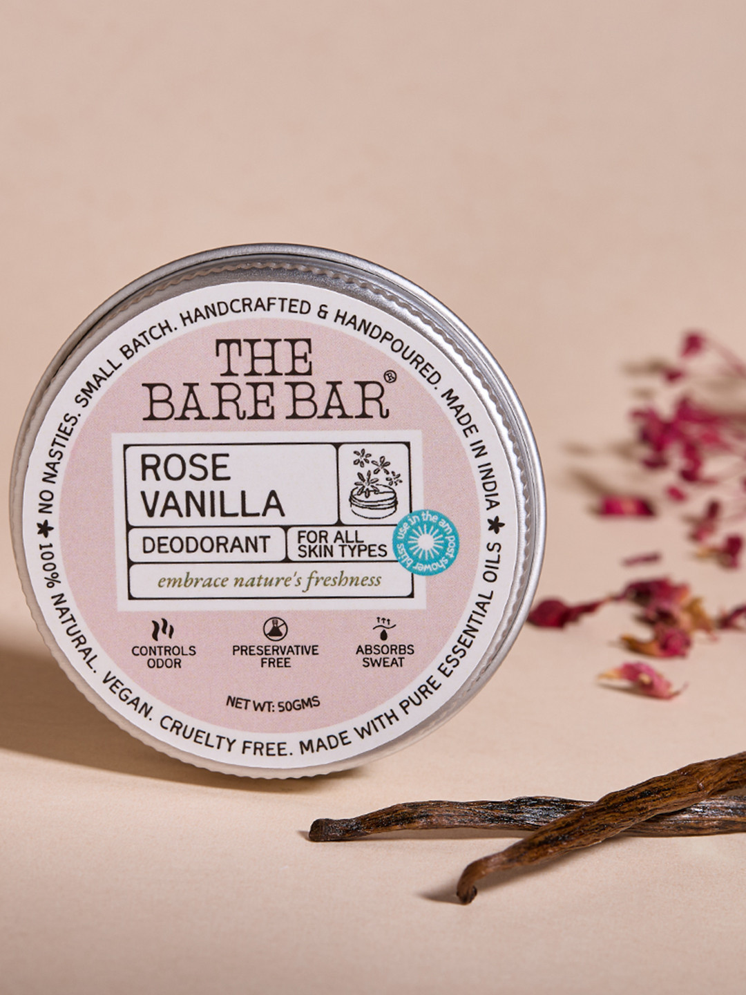 The Bare Bar Rose Vanilla Deodorant - 50 g