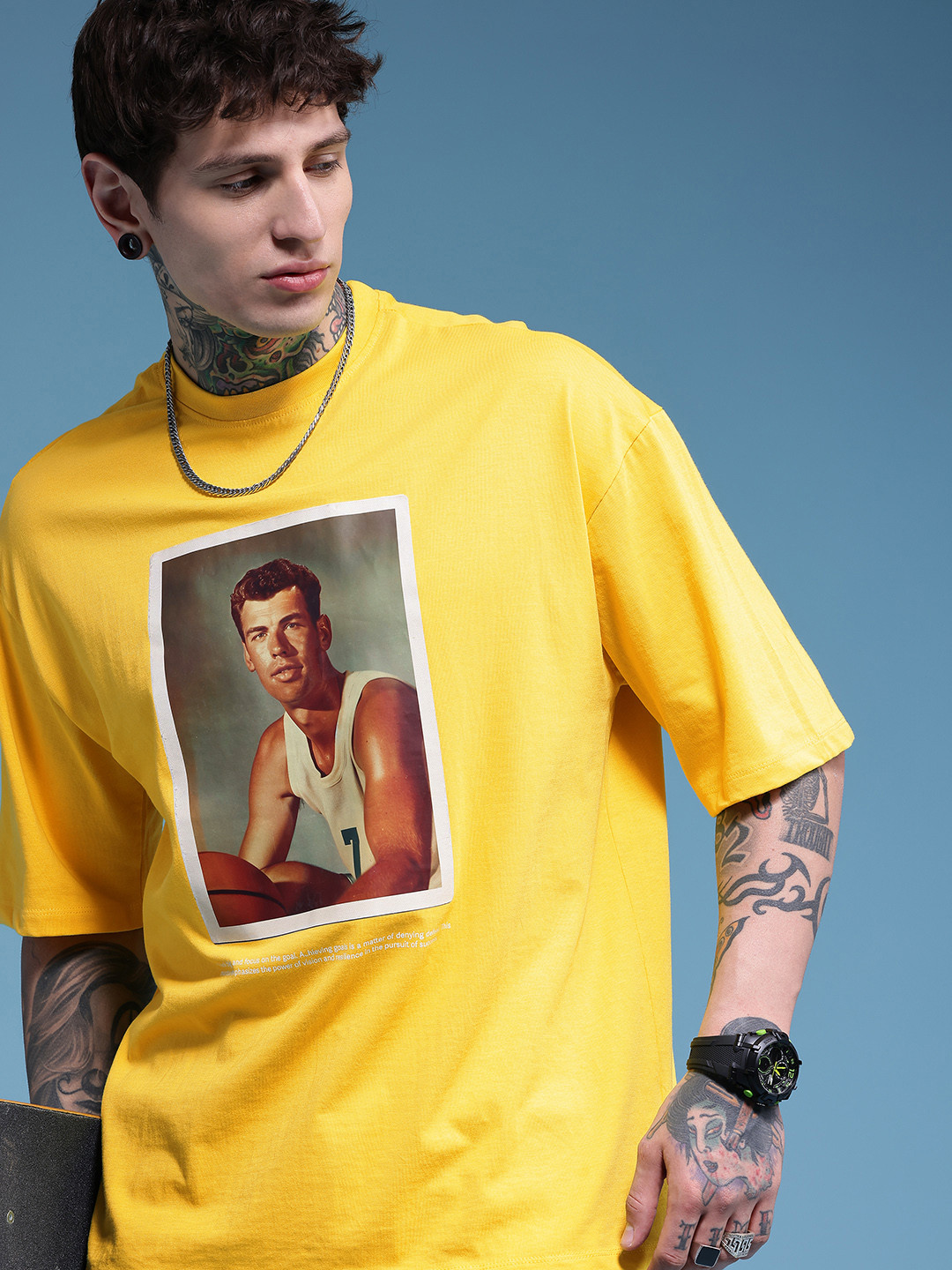 HERE&NOW Pure Cotton Photographic Printed Oversized T-shirt