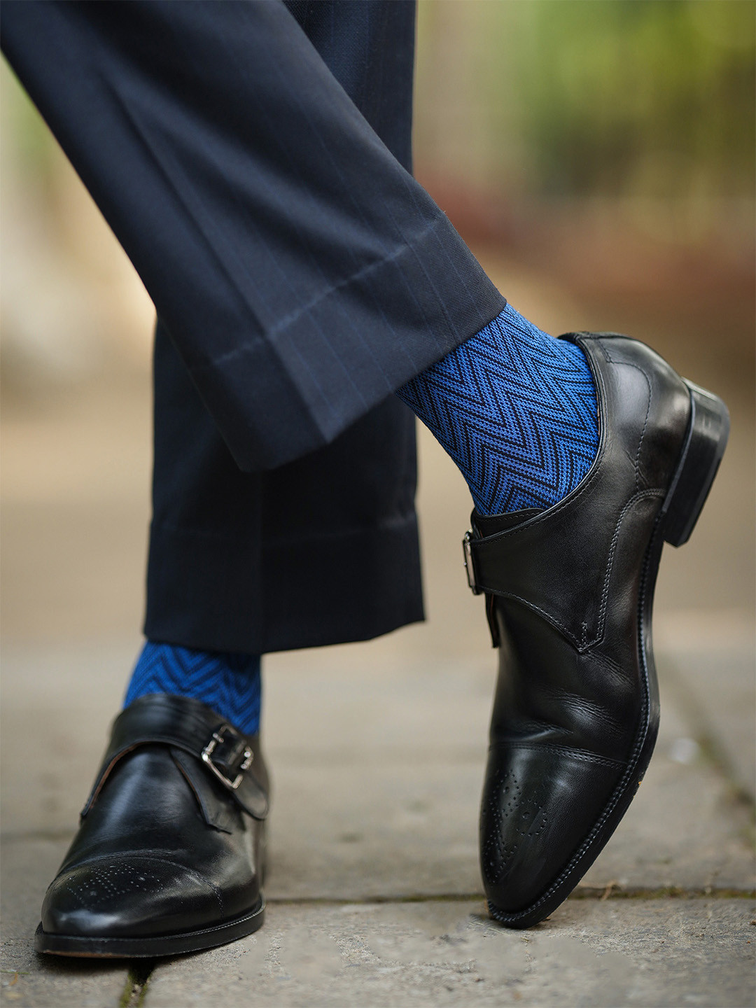 Theater Men Royal Blue Mercerized Cotton Formal Socks