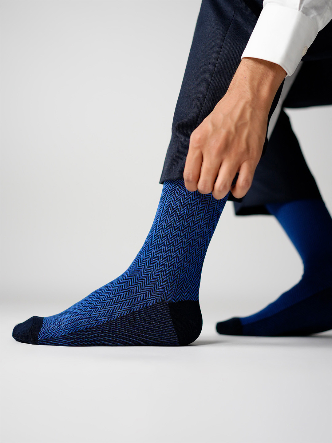 Theater Men Blue Mercerized Cotton Formal Socks