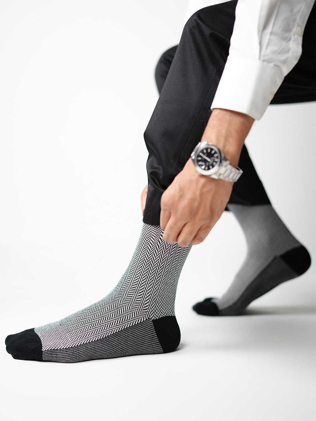 Theater Men Black Mercerized Cotton Formal Socks