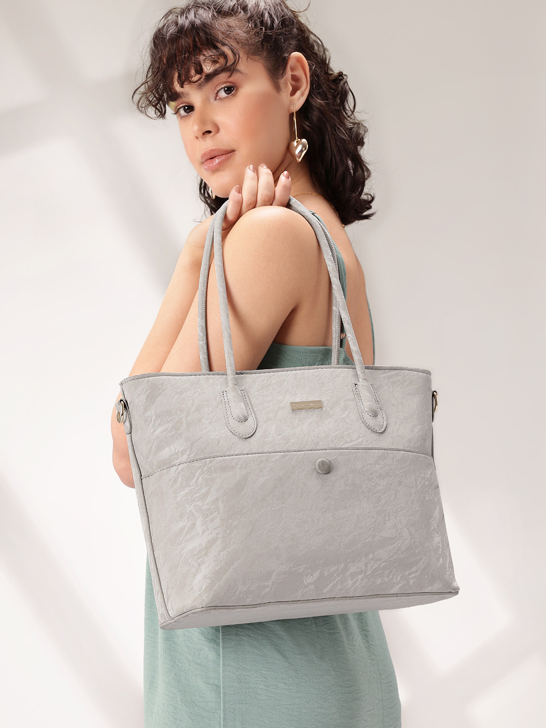 Mast & Harbour Women Grey Office Tote Bag