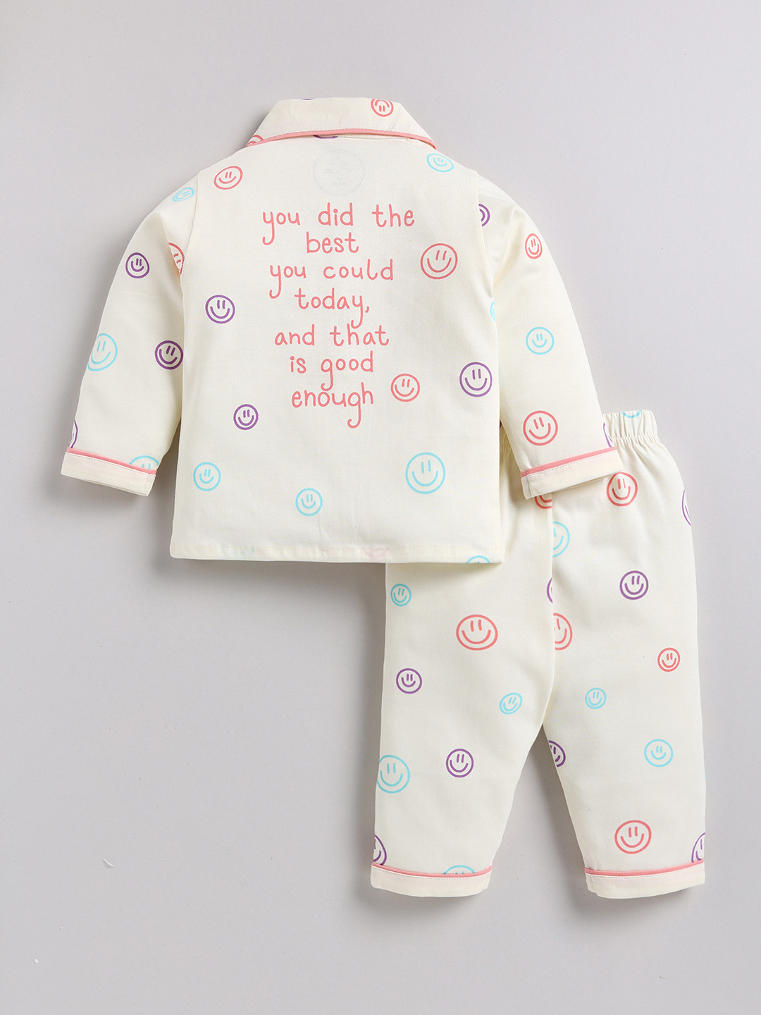 Clt.s Kids Smiley Printed Pure Cotton Night suit
