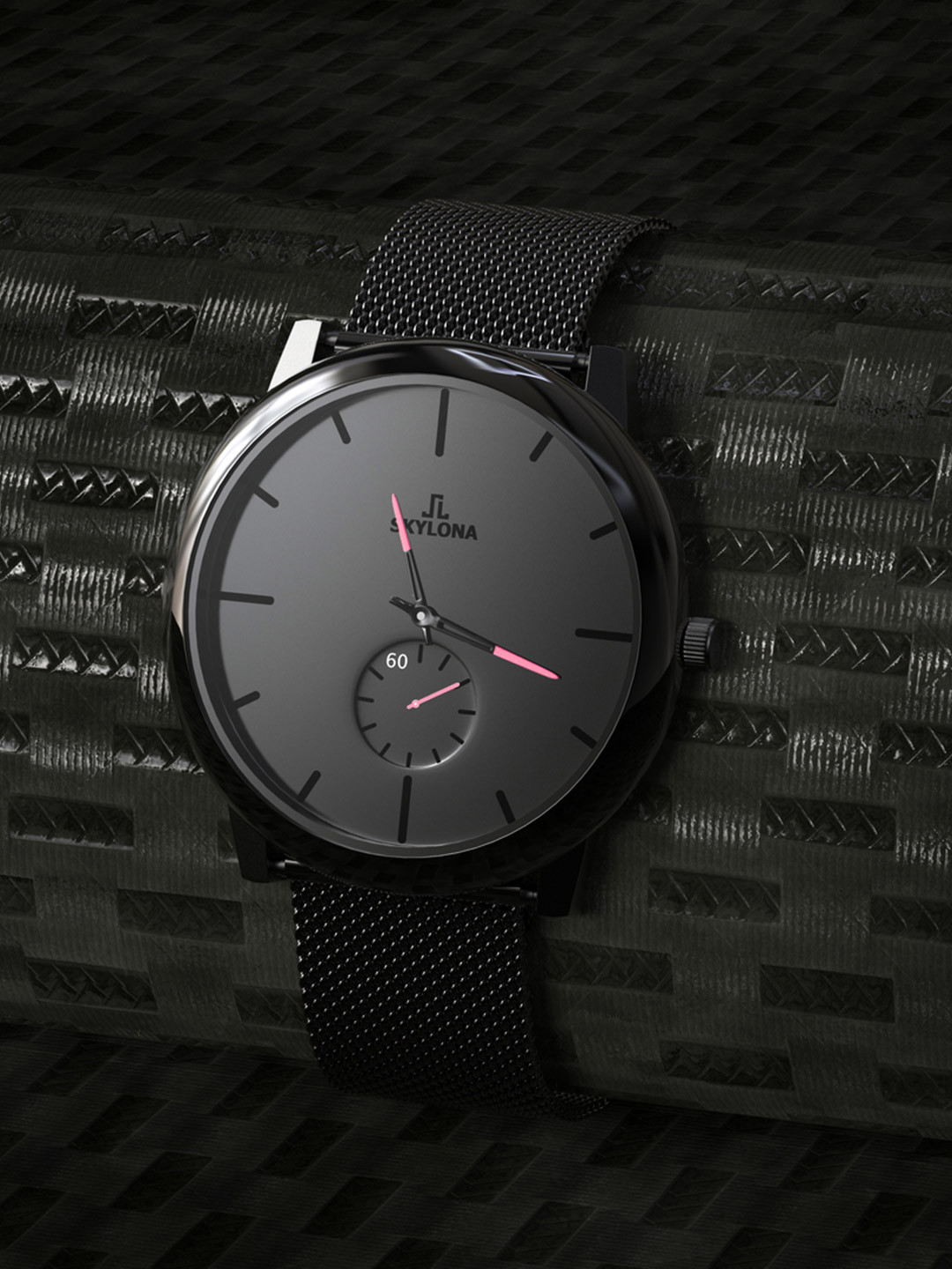 SKYLONA Women Round Dial Bracelet Style Straps Quartz Analogue Watch Biden Pink Chain