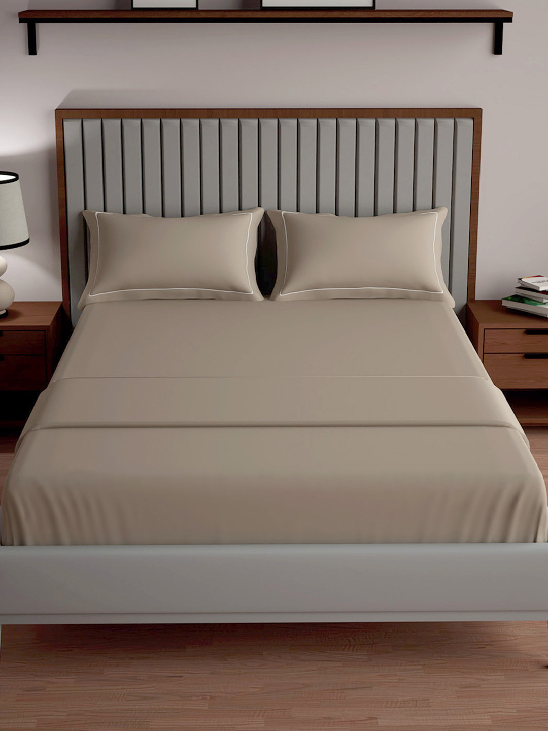 Mulberry Living Serenity Solids Green Solid Cotton 250 TC King Fine Bedsheet with 2 Pillow Covers-274.32 x 274.32 cm