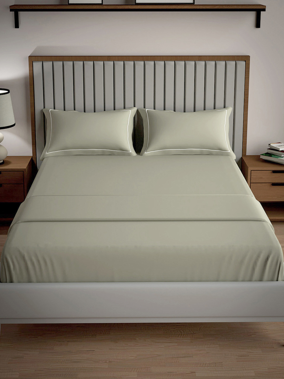 Mulberry Living Serenity Solids 250 TC Super King Size Cotton Bedsheet Set 2.74 m x 2.74 m