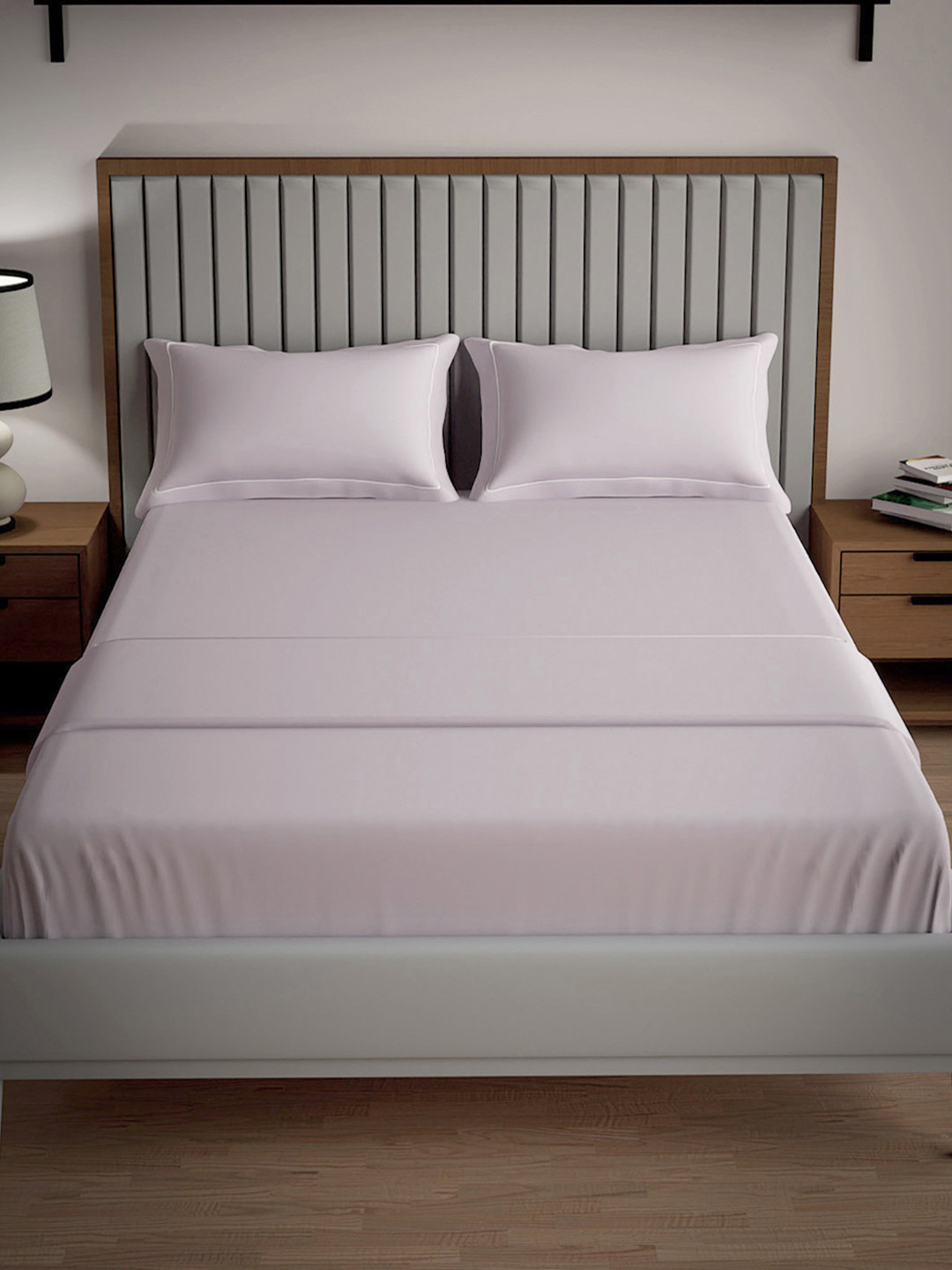 Mulberry Living Serenity Solids Peach Pure Cotton 250 TC King Bedsheet with 2 Pillow Covers-108 x 108 inches