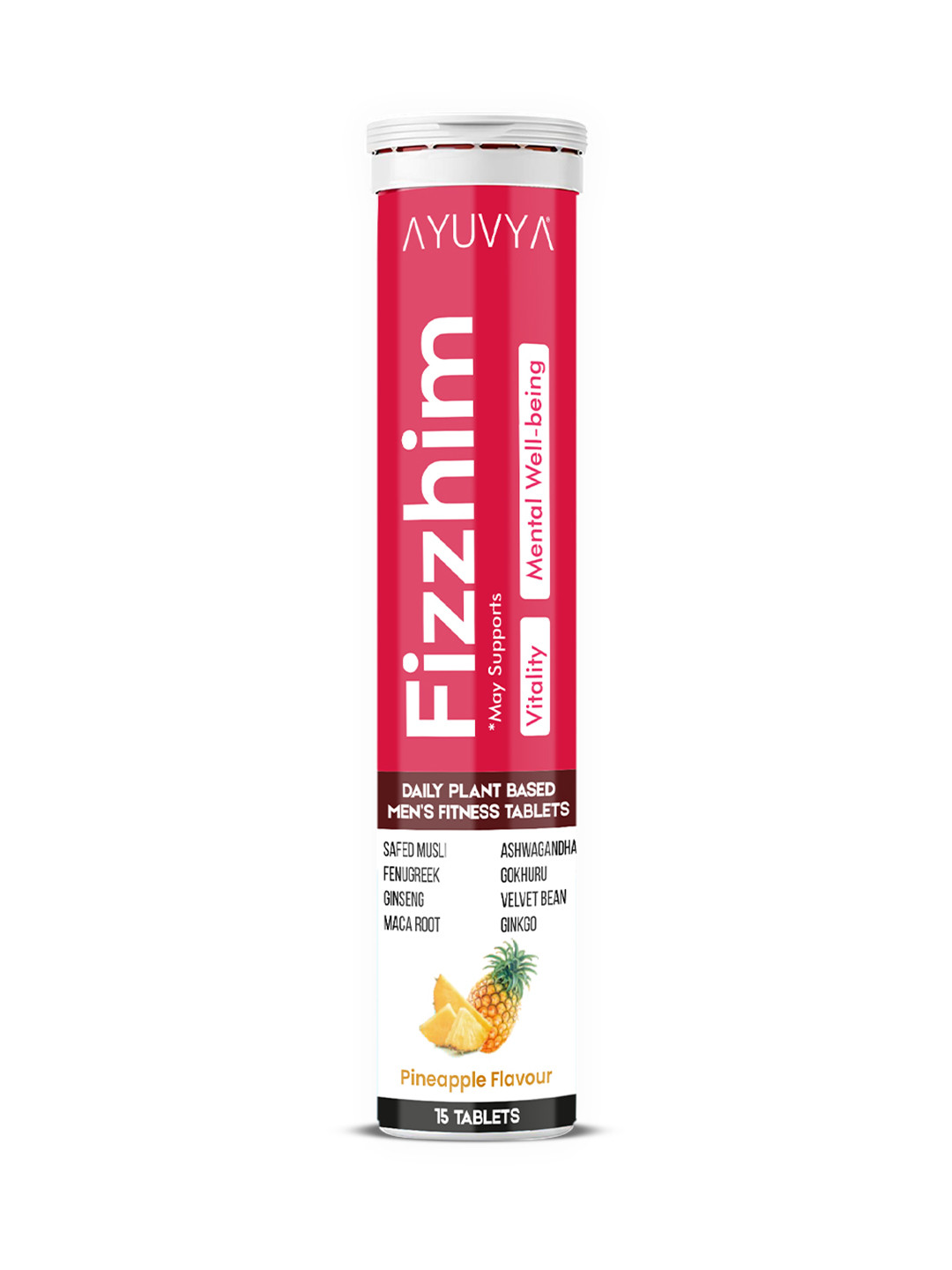 Ayuvya Fizzhim Pineapple Men Tablet With Shilajit Immunity Booster & Reduce Weakness-15Tab