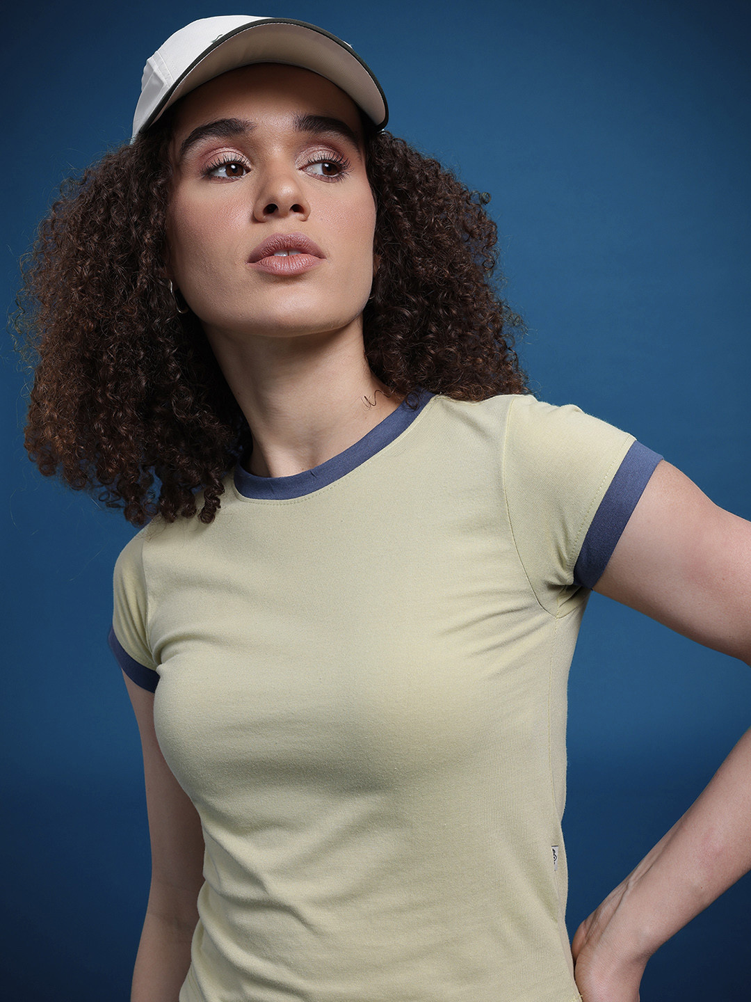 The Roadster Life Co. Contrasting Tones Round-Neck Crop T-shirt