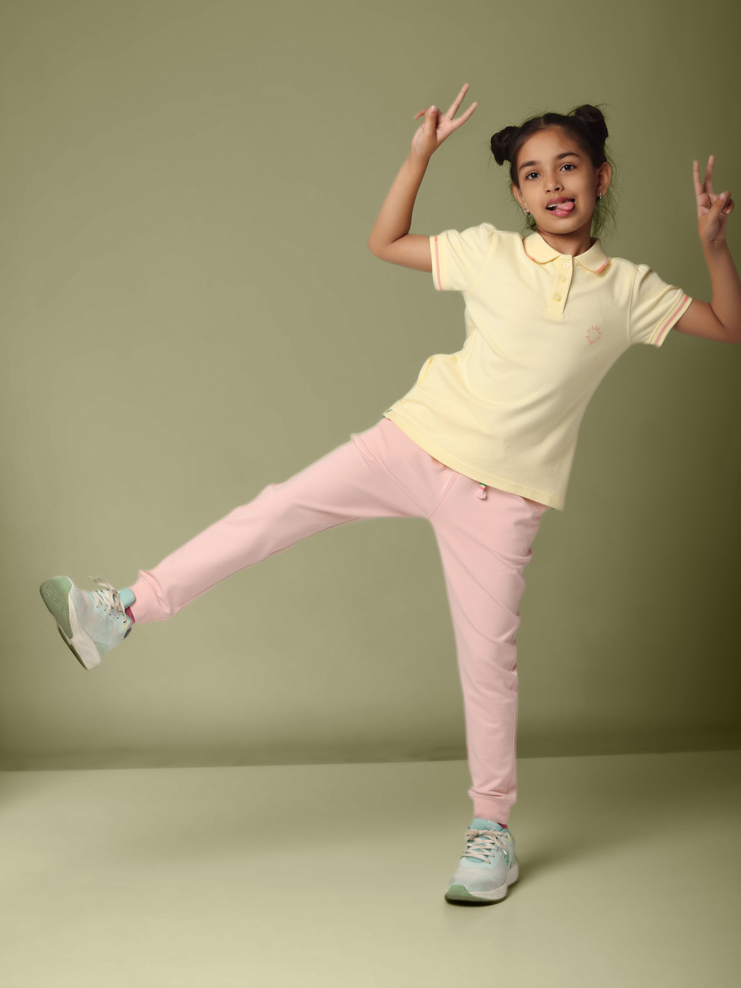PILOLO Girls Polo Collar Casual T-shirt