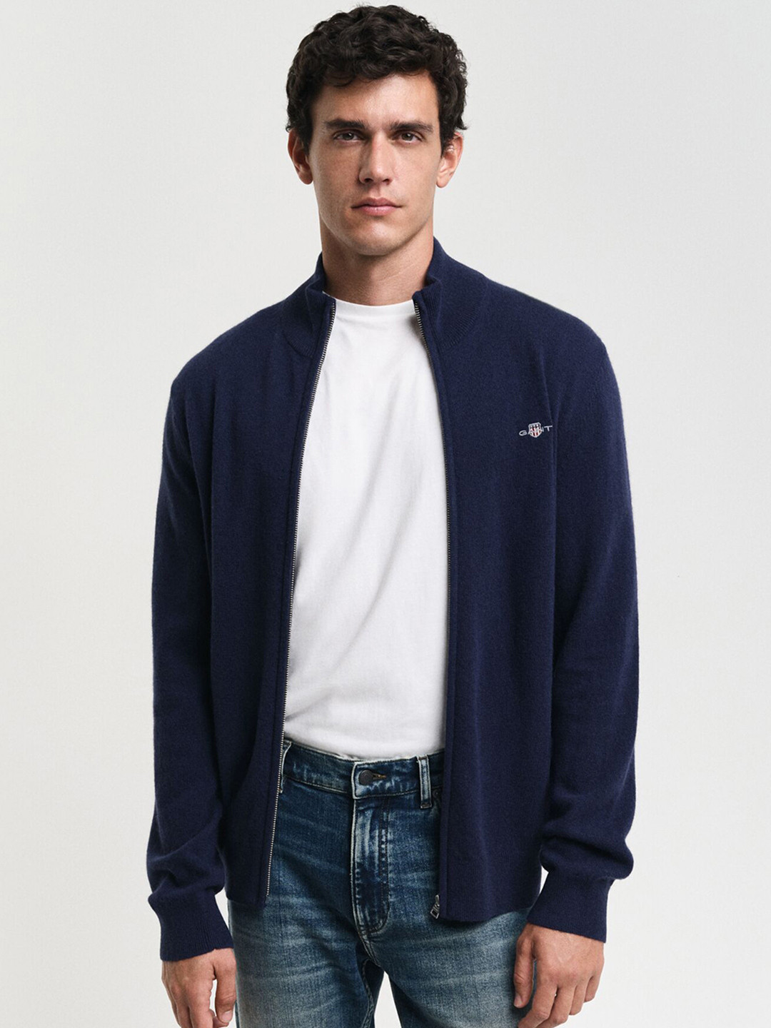 GANT Men Woollen Mock Collar Cardigan Sweater