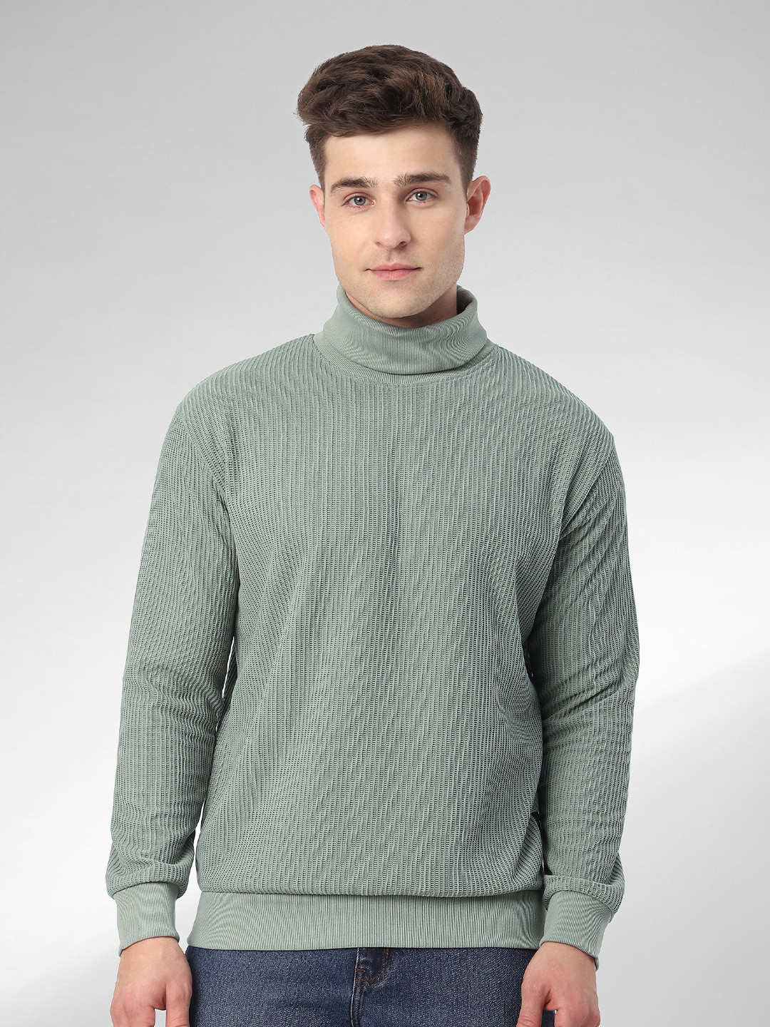 Beyoung Men Turtle Neck Pullover Sweatshirt