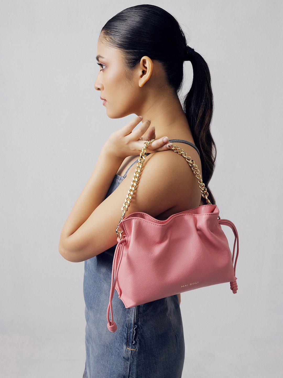 Women Rose Genuine Leather  Ariel Bucket Bag