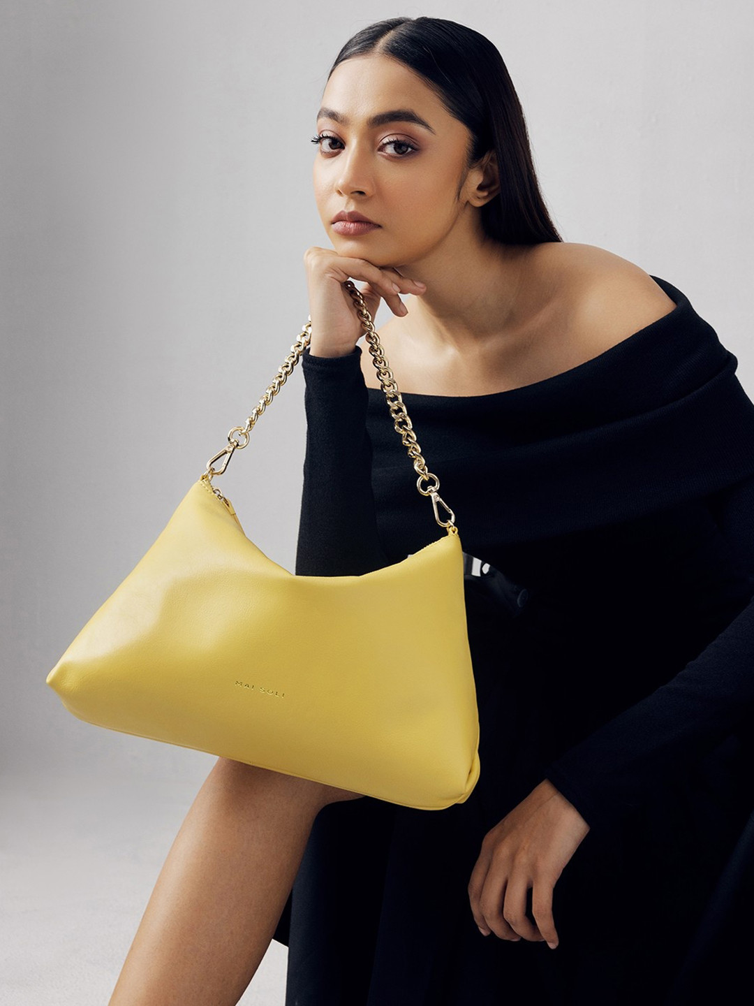 Women Yellow  Genuine Leather Kim Shoulder Bag