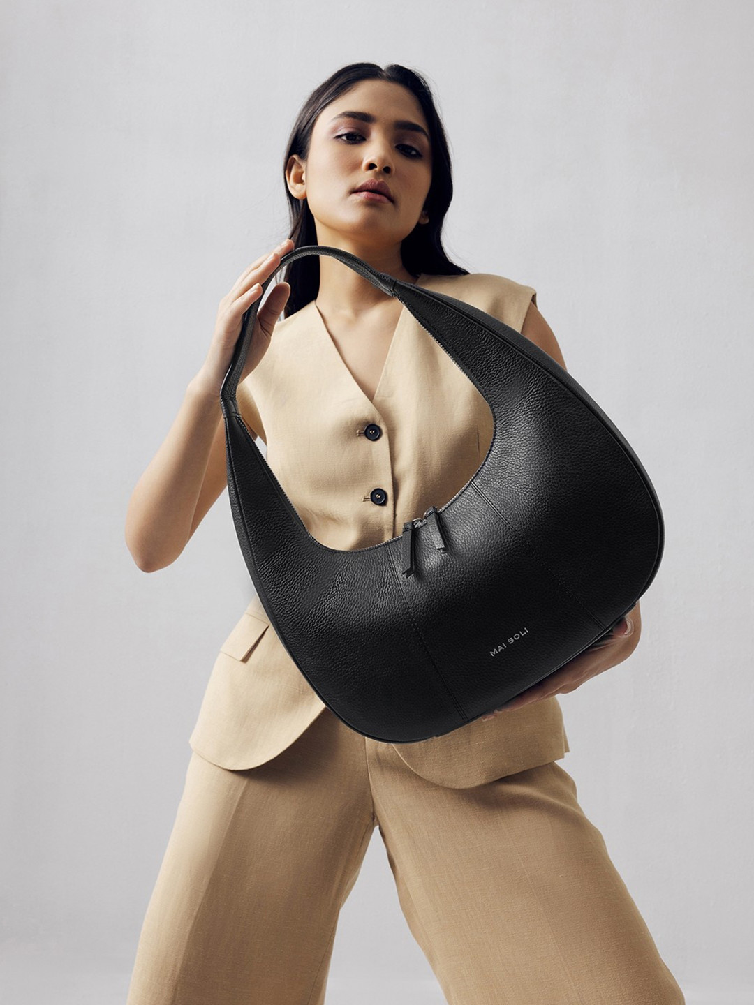 Women Black Genuine Leather Harper Shoulder Bag