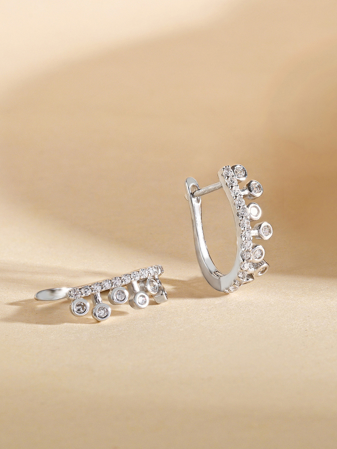 TOUCH925 Pure Silver Cubic Zirconia Stone Studded Celestial Dance Studs