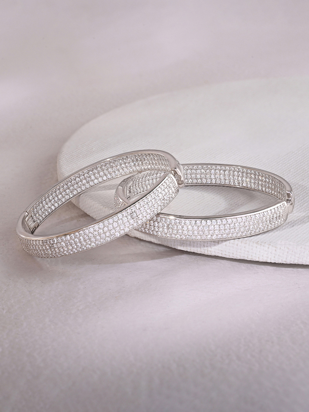 TOUCH925 925 Pure Silver Silver-Plated Contemporary Hoop Earrings