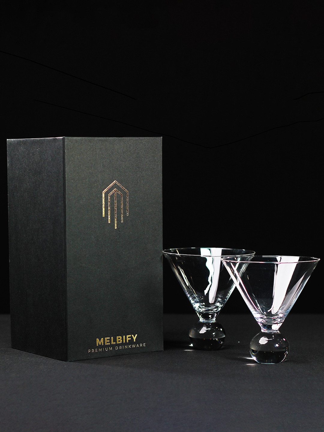 MELBIFY Transparent 2 Pieces Plain Ball Wine Glass 350 ml each