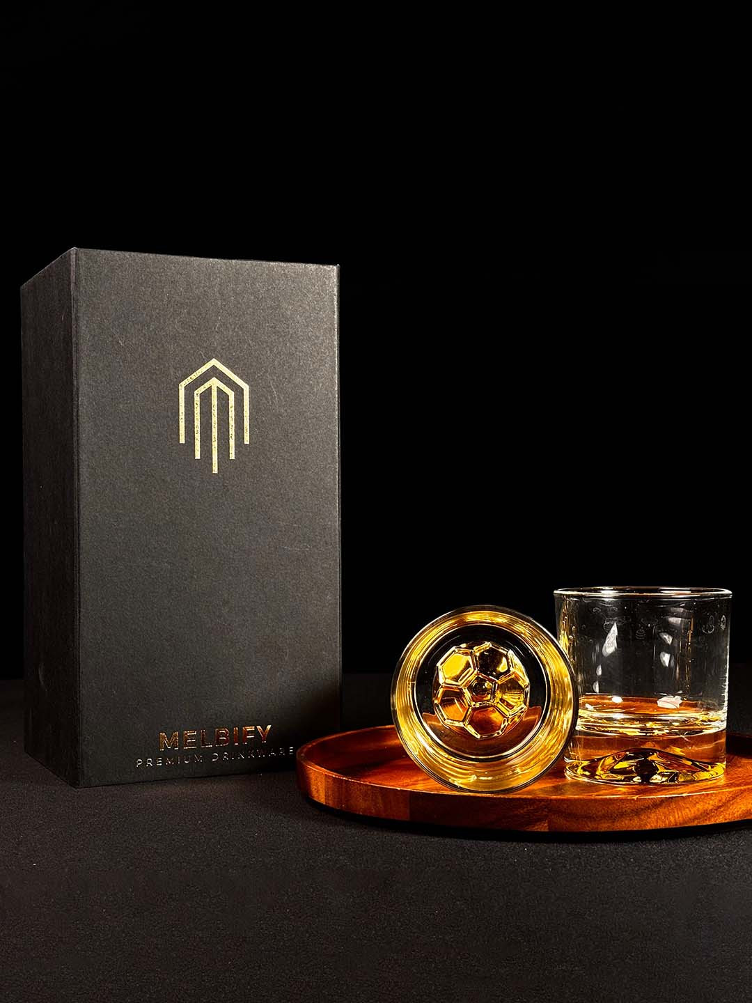 MELBIFY Football 2 Pieces Transparent Whiskey Glass 300 ml