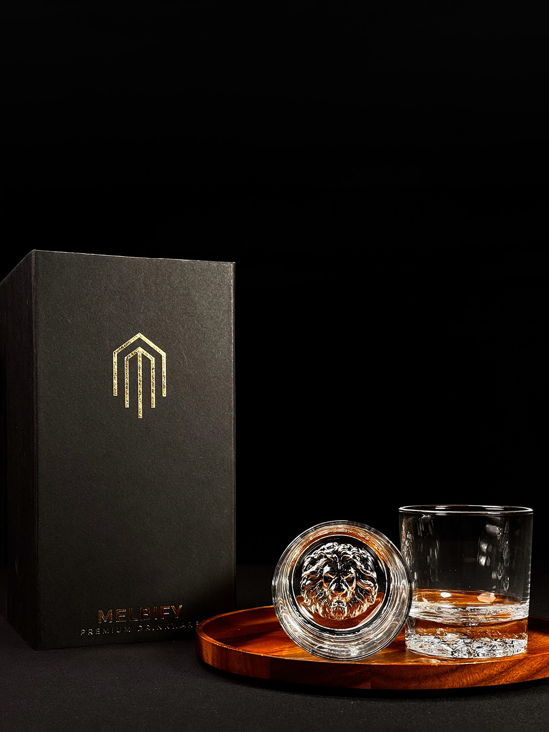 MELBIFY Transparent 2 Pieces Plain Lion Whiskey Glass 300 ml each