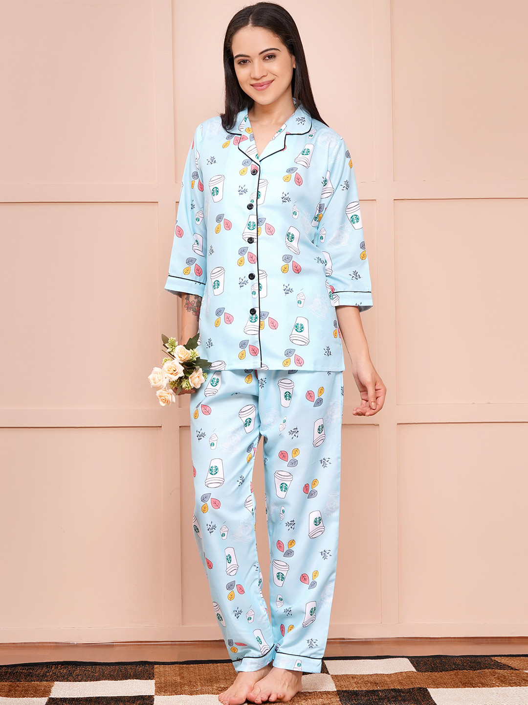 ALL ABOUT HER Women Graphic Printed Night suit
