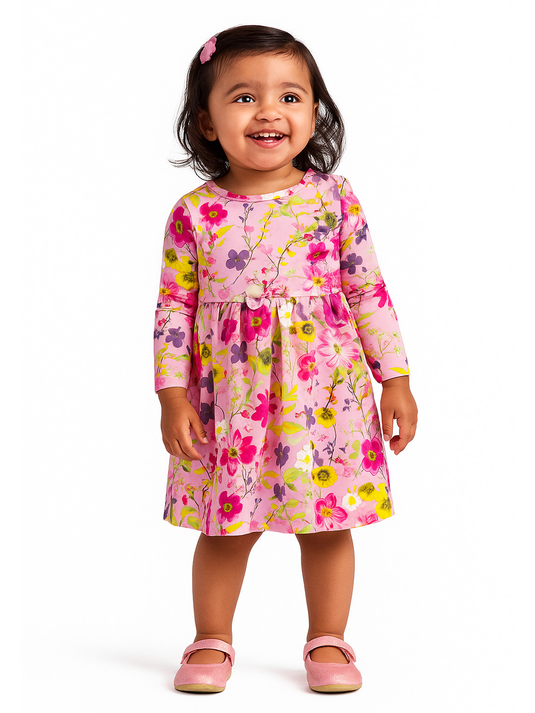 JusCubs Girls Floral Printed Fit & Flare Dress