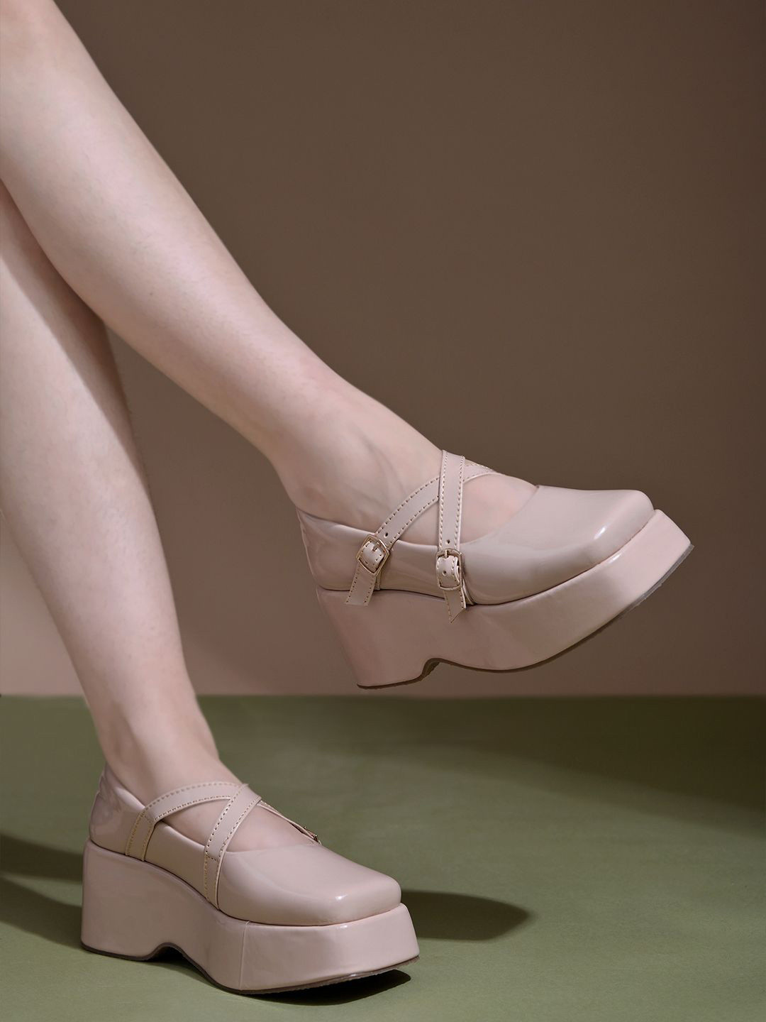 Shoetopia Women Square Toe Platform Mary Janes