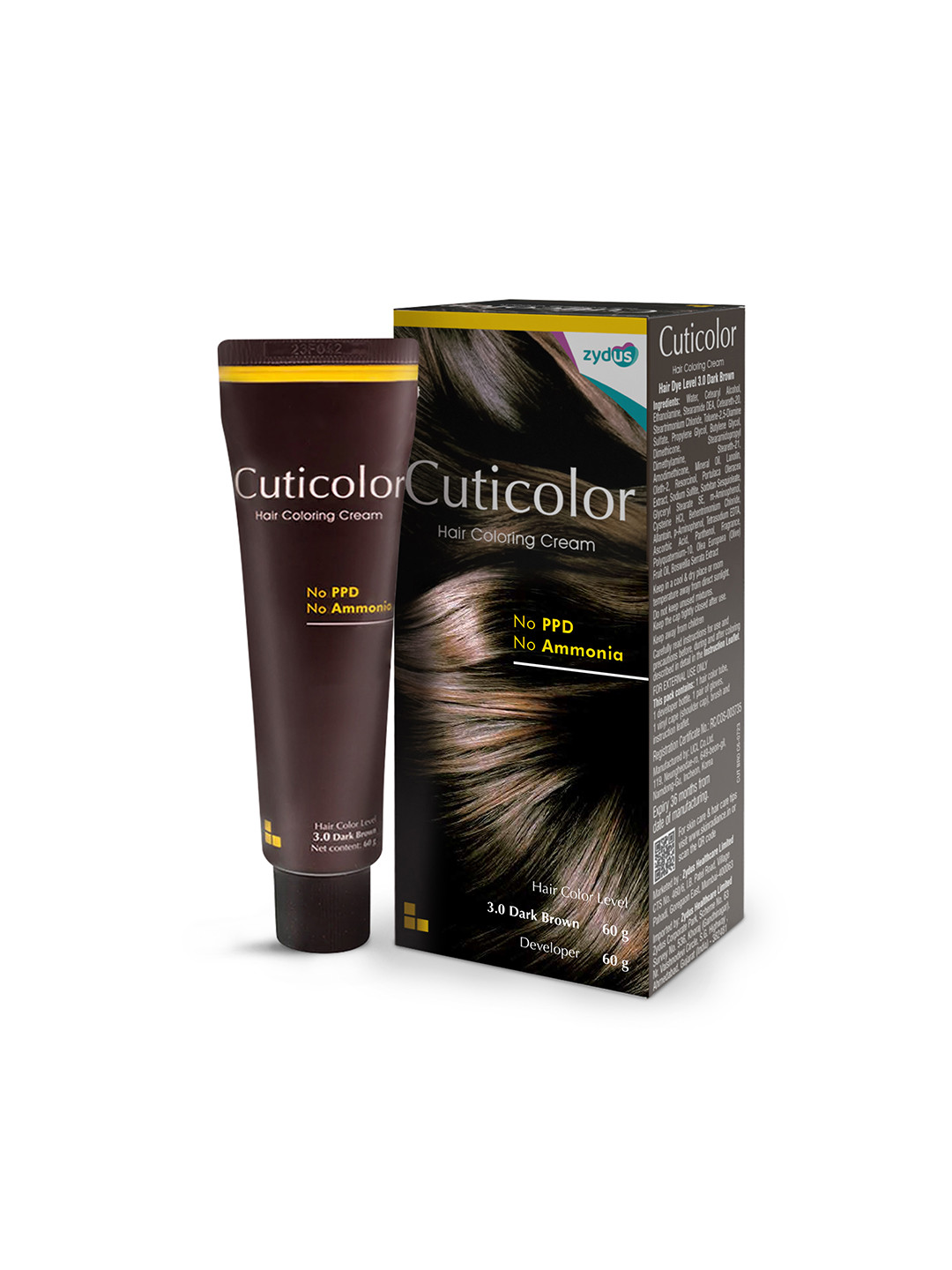 Cuticolor No Ammonia Hair Coloring Cream- 60 g- Dark Brown