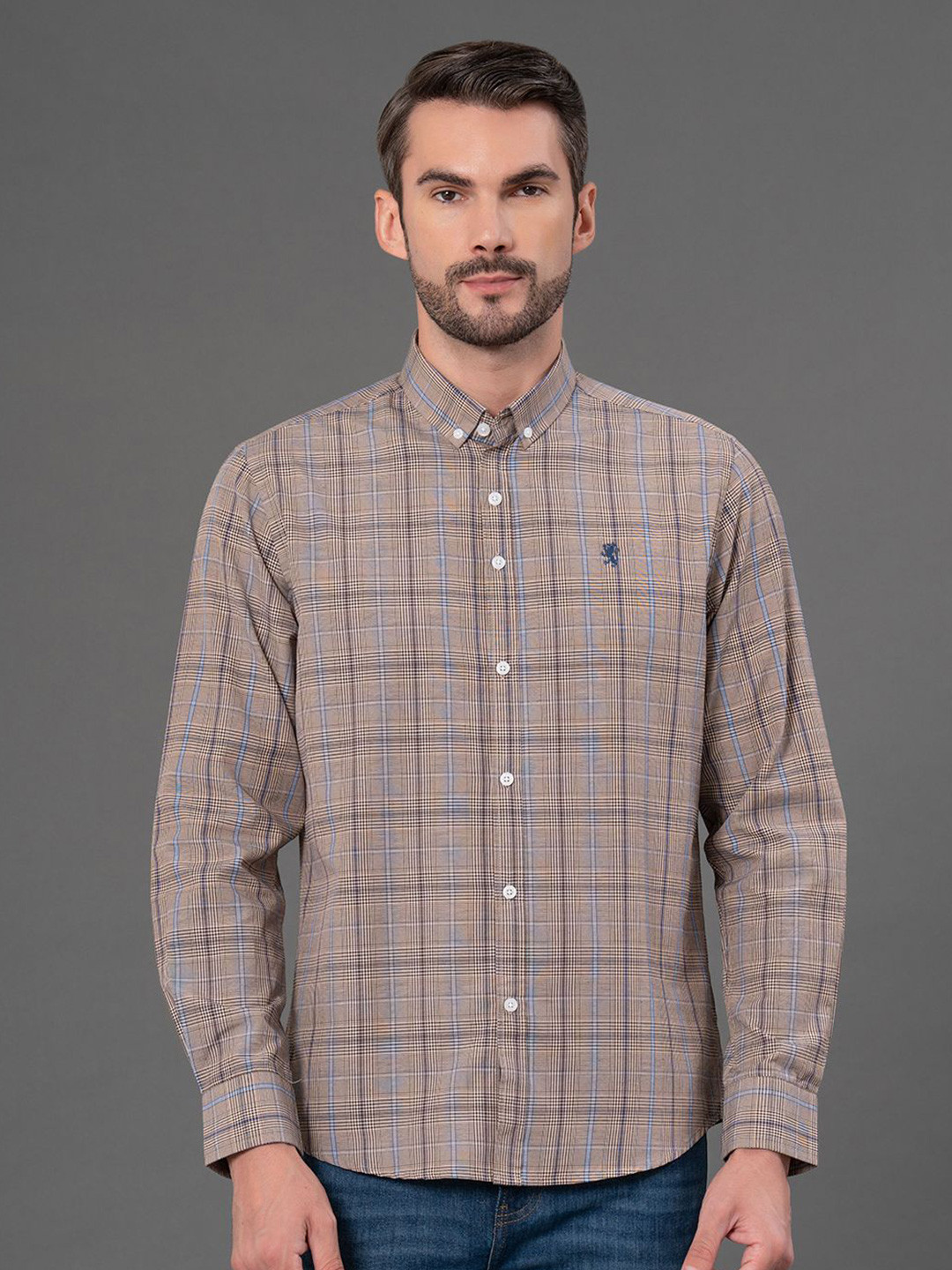 Red Tape Men Grid Tattersall Checks Opaque Checked Casual Shirt