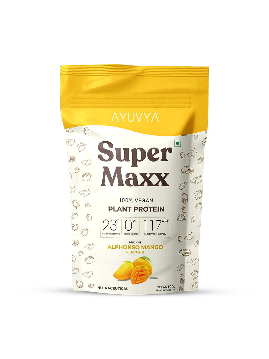 Ayuvya SuperMaxx Mango Plant Protein Powder Elevate Your Fitness & Help Muscle Growth-500g